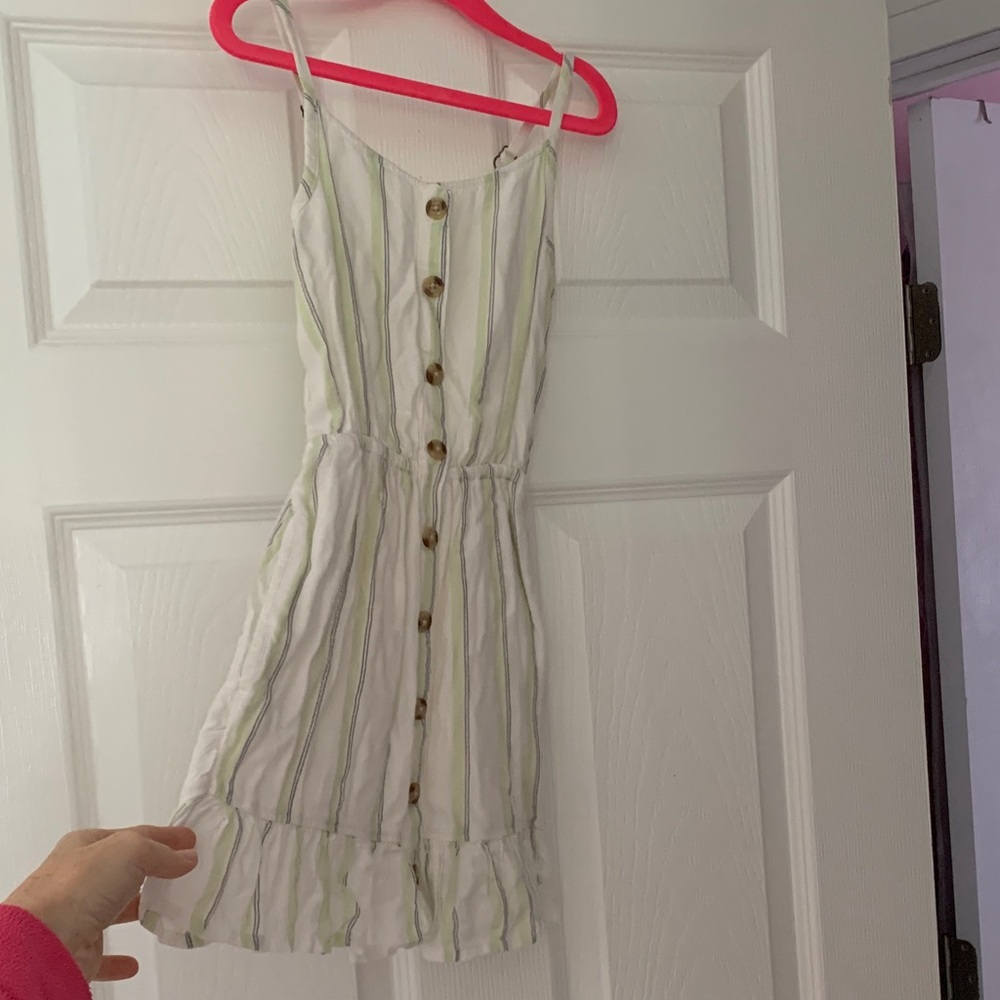 Abercrombie Kids White and Green Striped Dress 5/6